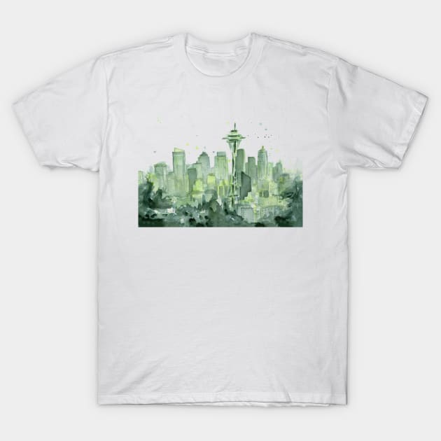 Seattle Watercolor T-Shirt by Olechka